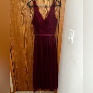 BHLDN Ruby Red Burgundy Dress, Formal Dress